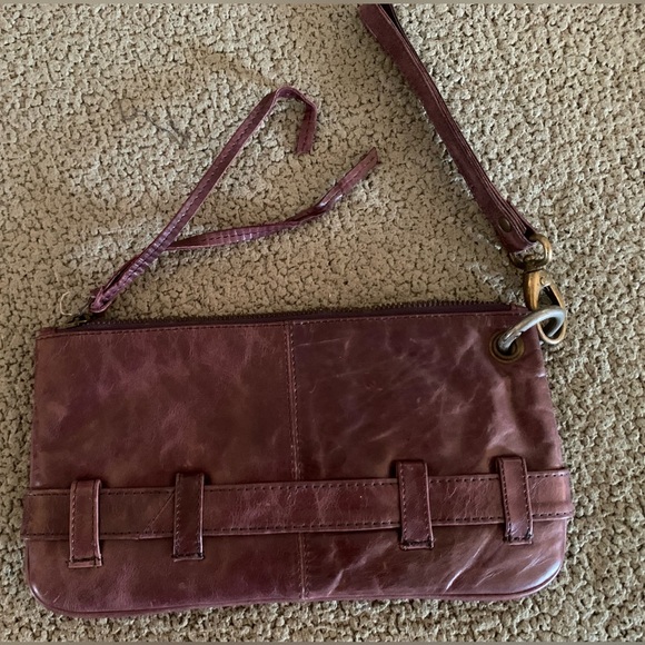 LATICO Purple Genuine Leather Clutch BAG Large Wristlet removable strap handle - Picture 6 of 13